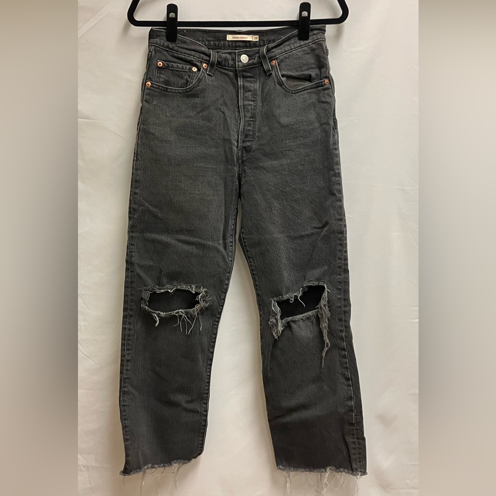 levi’s ribcage straight leg black denim jeans